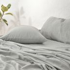 Gray,Pillow,And,Natural,Linen,Bed,Sheet